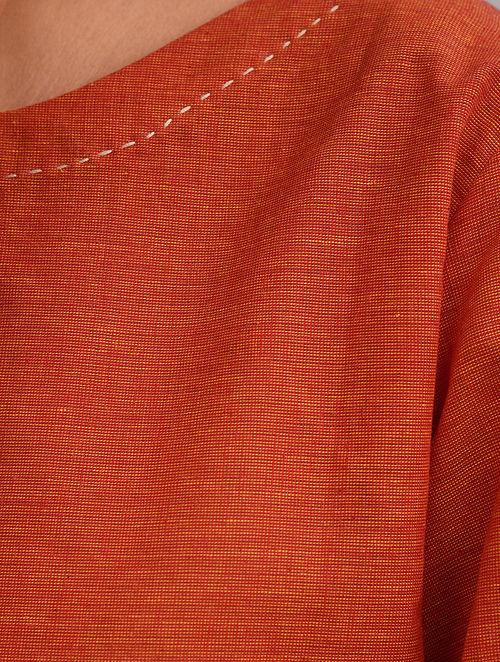 Red Cotton Top Top The Neem Tree Sonal Kabra Buy Shop online premium luxury fashion clothing natural fabrics sustainable organic hand made handcrafted artisans craftsmen