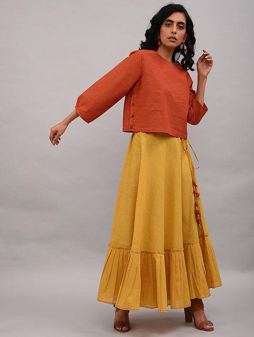 Red Cotton Top Top The Neem Tree Sonal Kabra Buy Shop online premium luxury fashion clothing natural fabrics sustainable organic hand made handcrafted artisans craftsmen