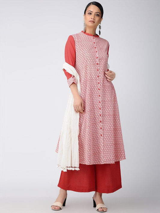 Red jacket dress Jacket dress Sonal Kabra Sonal Kabra Buy Shop online premium luxury fashion clothing natural fabrics sustainable organic hand made handcrafted artisans craftsmen