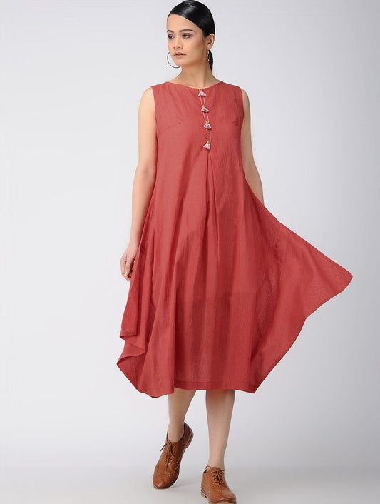 Red waterfall dress Dress The Neem Tree Sonal Kabra Buy Shop online premium luxury fashion clothing natural fabrics sustainable organic hand made handcrafted artisans craftsmen