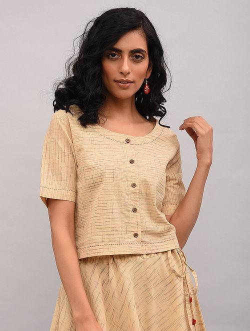 Set of 2 - Beige top with skirt Set The Neem Tree Sonal Kabra Buy Shop online premium luxury fashion clothing natural fabrics sustainable organic hand made handcrafted artisans craftsmen