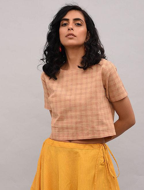 Set of 2 - Beige top with yellow skirt Set The Neem Tree Sonal Kabra Buy Shop online premium luxury fashion clothing natural fabrics sustainable organic hand made handcrafted artisans craftsmen