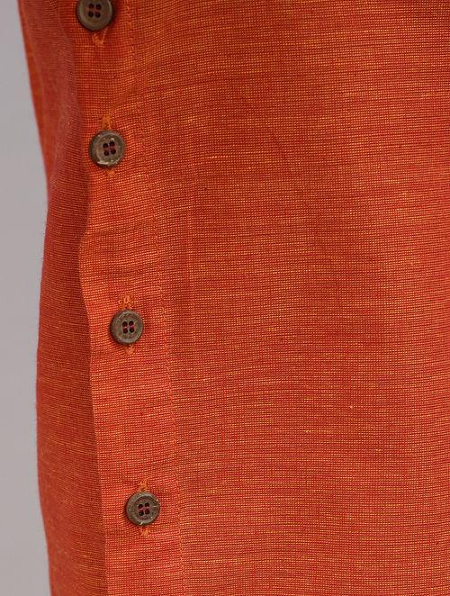 Set of 2 - Orange top with yellow skirt Set The Neem Tree Sonal Kabra Buy Shop online premium luxury fashion clothing natural fabrics sustainable organic hand made handcrafted artisans craftsmen