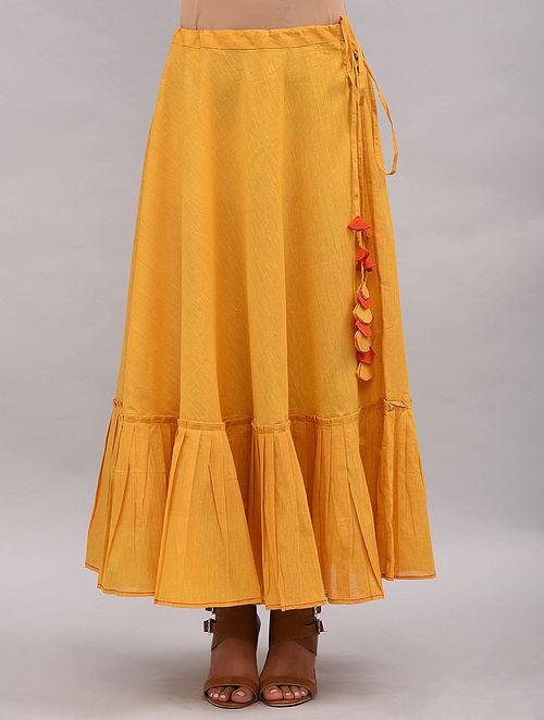 Set of 2 - Orange top with yellow skirt Set The Neem Tree Sonal Kabra Buy Shop online premium luxury fashion clothing natural fabrics sustainable organic hand made handcrafted artisans craftsmen