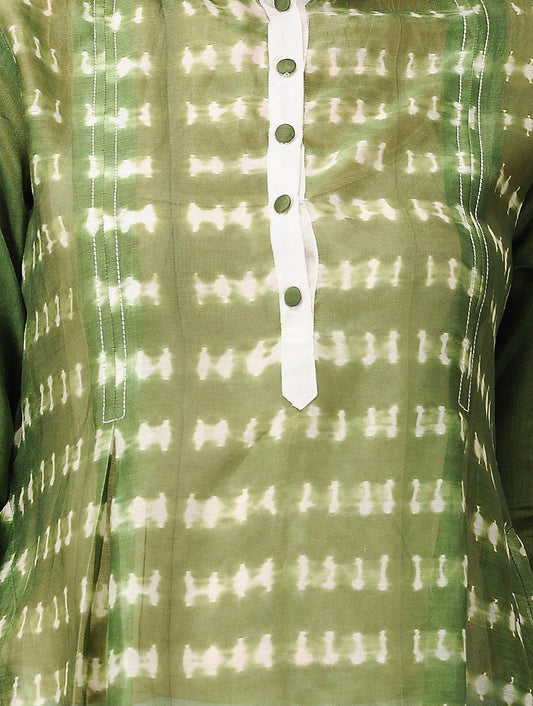 Shibori kurta-Olive Kurta Sonal Kabra Sonal Kabra Buy Shop online premium luxury fashion clothing natural fabrics sustainable organic hand made handcrafted artisans craftsmen