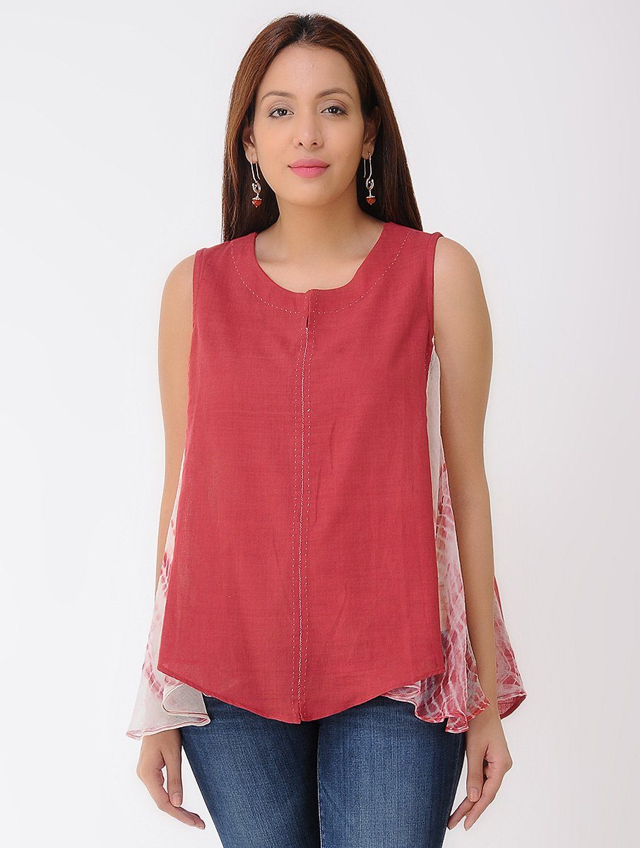 Valentine top-Red Top Sonal Kabra Sonal Kabra Buy Shop online premium luxury fashion clothing natural fabrics sustainable organic hand made handcrafted artisans craftsmen