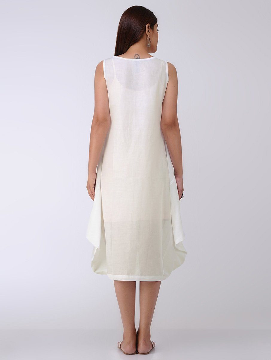 White drape dress Dress The Neem Tree Sonal Kabra Buy Shop online premium luxury fashion clothing natural fabrics sustainable organic hand made handcrafted artisans craftsmen