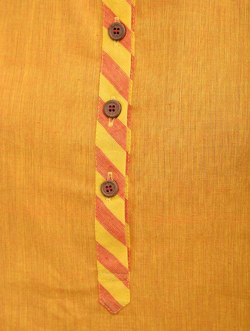 Yellow Cotton Top Top The Neem Tree Sonal Kabra Buy Shop online premium luxury fashion clothing natural fabrics sustainable organic hand made handcrafted artisans craftsmen