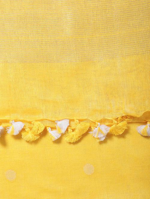 Yellow linen dupatta Sarees & Stoles The Neem Tree Sonal Kabra Buy Shop online premium luxury fashion clothing natural fabrics sustainable organic hand made handcrafted artisans craftsmen
