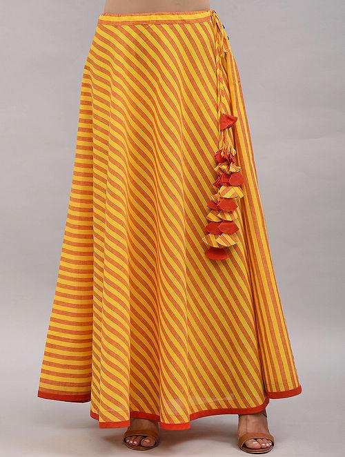 Yellow Orange Cotton Skirt Skirt The Neem Tree Sonal Kabra Buy Shop online premium luxury fashion clothing natural fabrics sustainable organic hand made handcrafted artisans craftsmen
