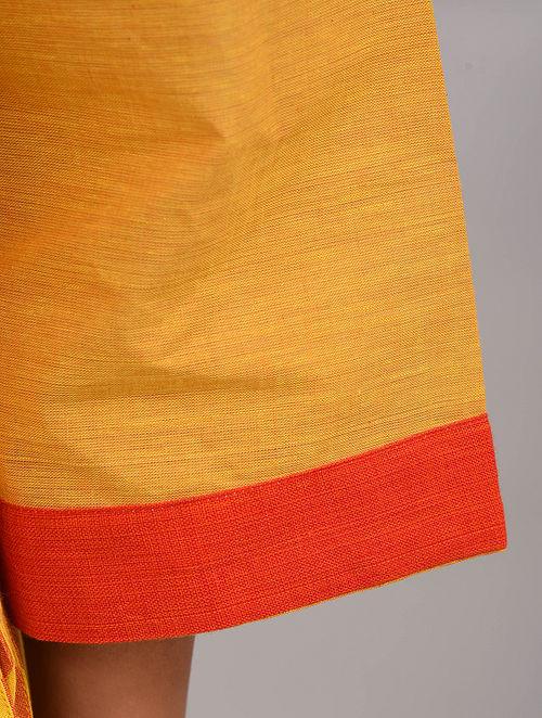 Yellow Orange Striped Cotton Top Top The Neem Tree Sonal Kabra Buy Shop online premium luxury fashion clothing natural fabrics sustainable organic hand made handcrafted artisans craftsmen